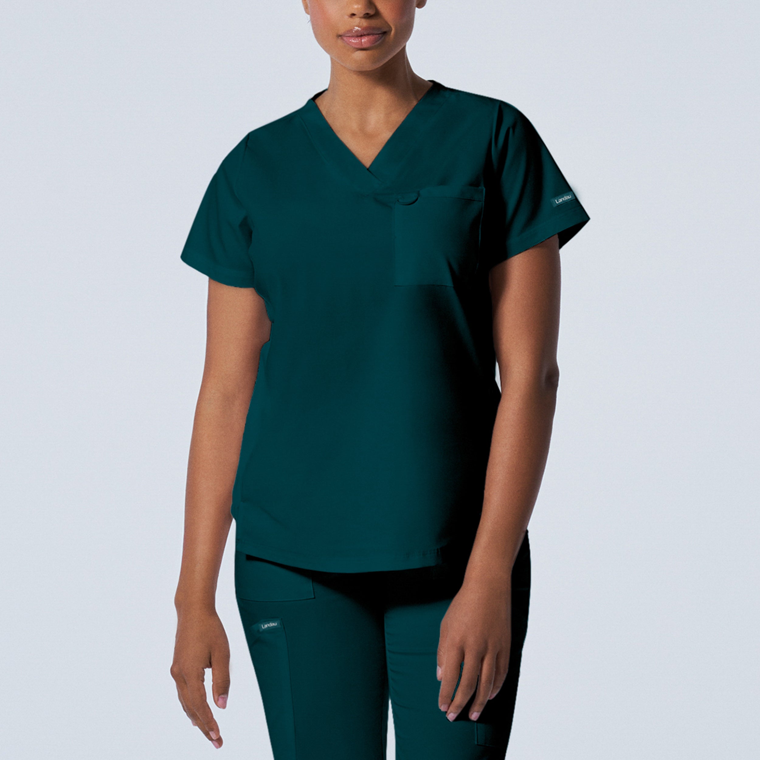 Landau ProFlex Women's 2-Pocket V-Neck Scrub Top - Premier Med Scrubs