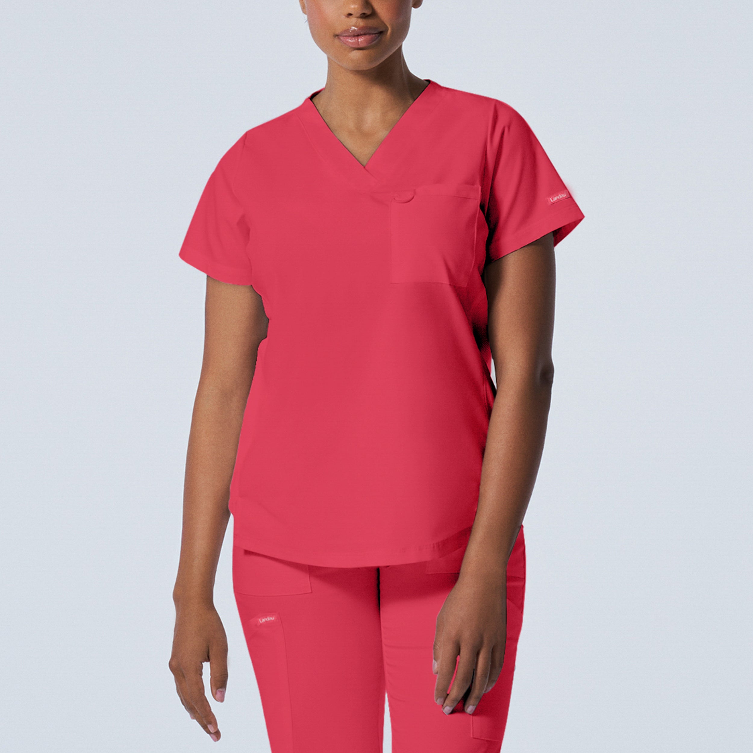 Landau ProFlex Women's 2-Pocket V-Neck Scrub Top - Premier Med Scrubs