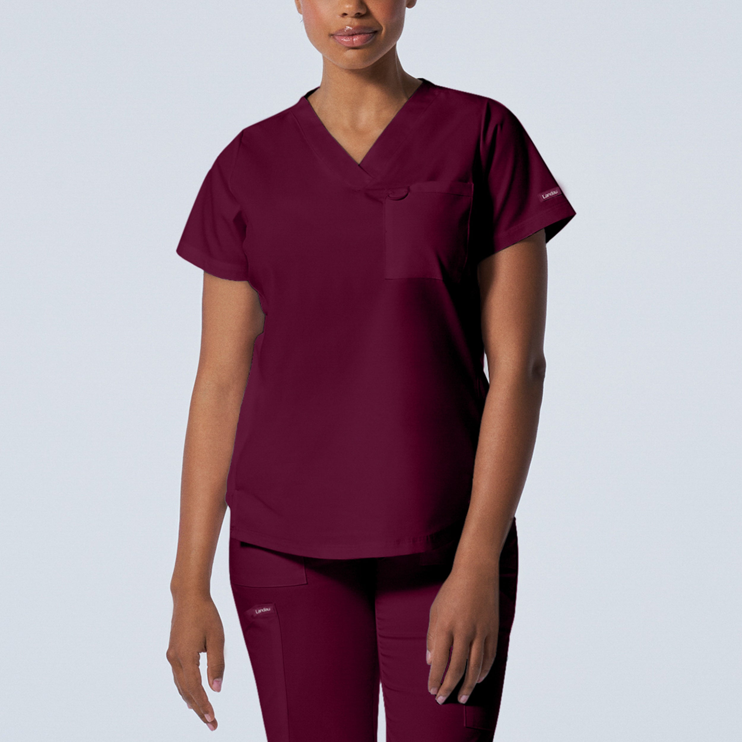 Landau ProFlex Women's 2-Pocket V-Neck Scrub Top - Premier Med Scrubs